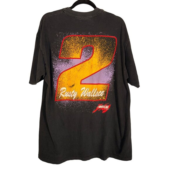 Vintage Rusty Wallace Shirt NASCAR Graphic Tee 1990s - Picture 4 of 4